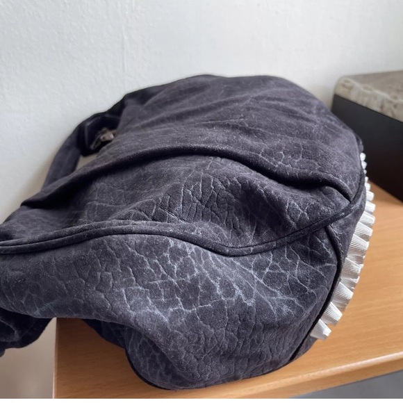 Alexander Wang Morgan Espresso Croc Embossed Suede Hobo Bag New - Picture 9 of 12